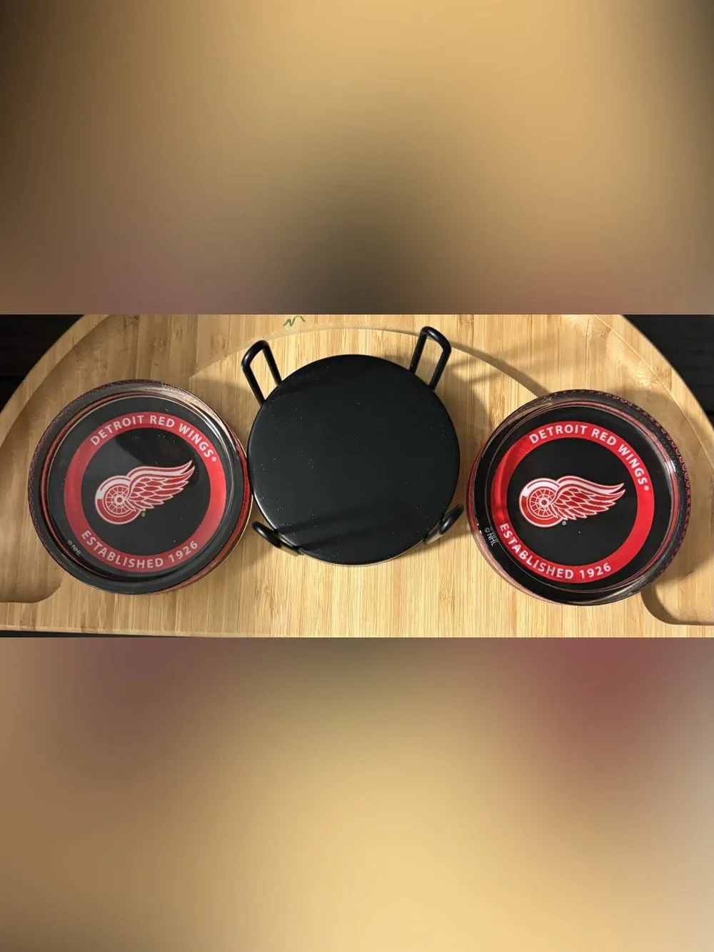 NHL Detroit Red Wings Glass Coaster Set - Black & Red